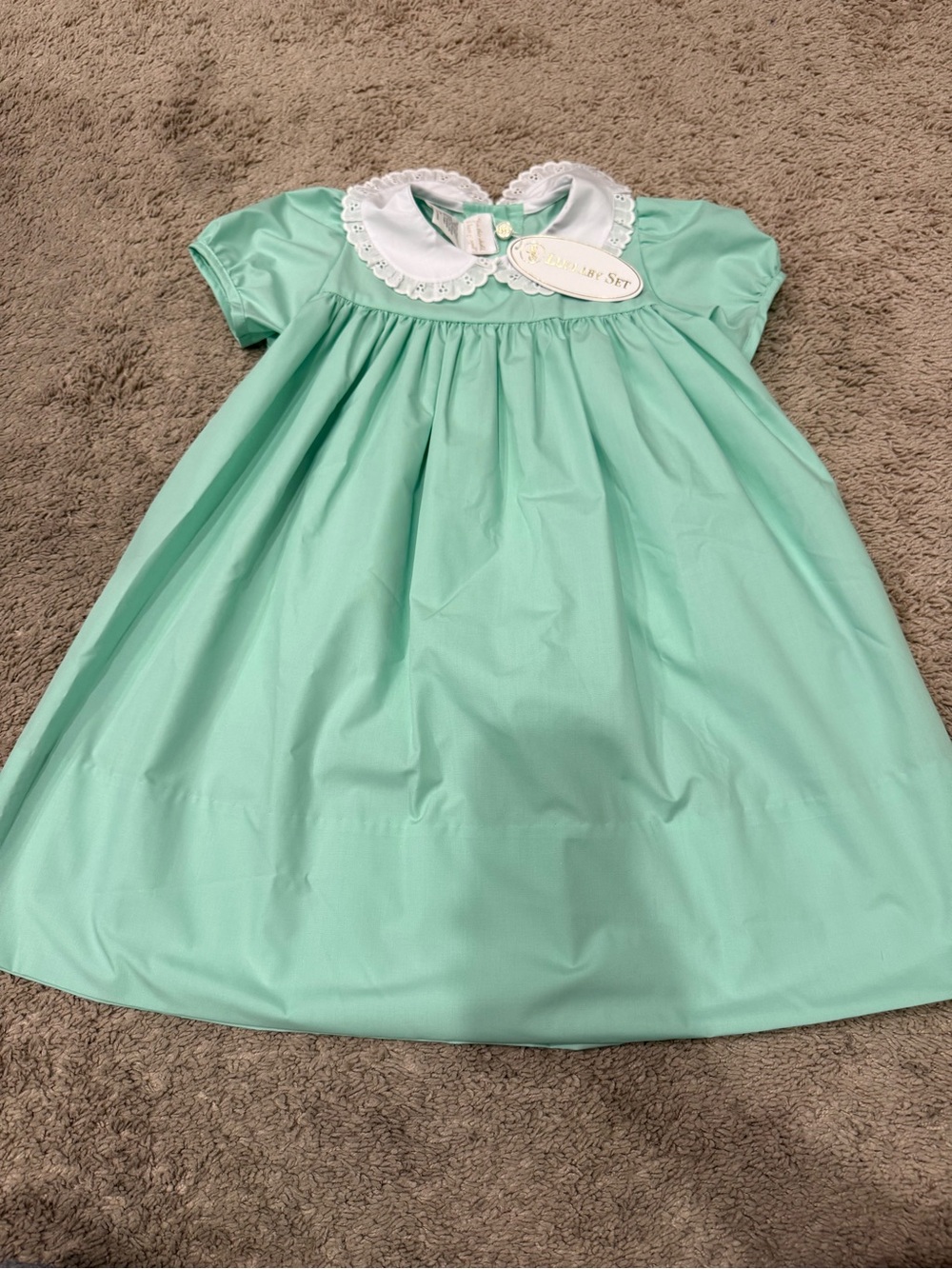 Lullaby Set Girls Mint Green Peter Pan Collar Dress Size 6X NWT